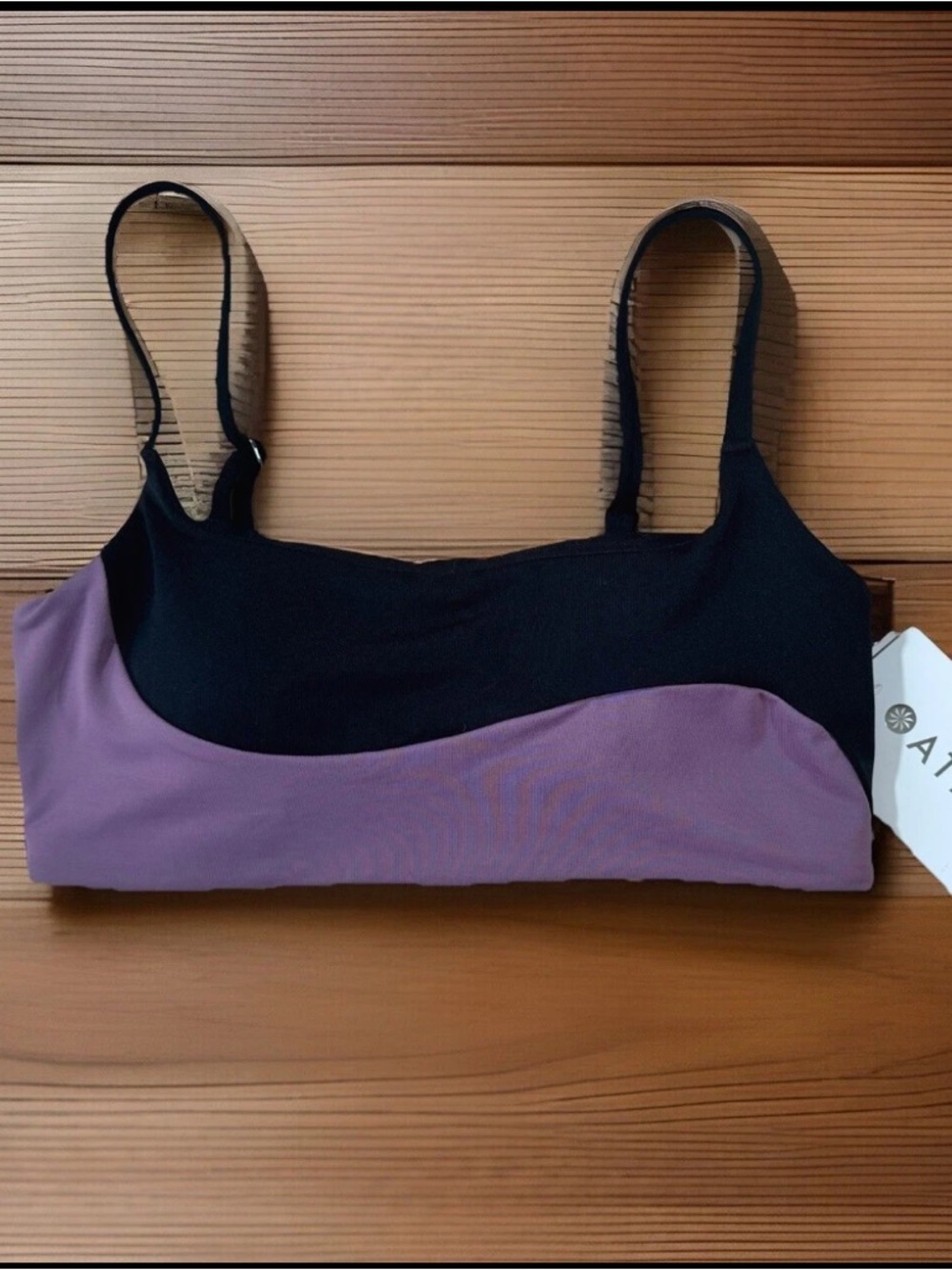 ATHLETA Sports Bra Womens XXSmall Gray Purple Colorblock Full Focus Swimsuit Top